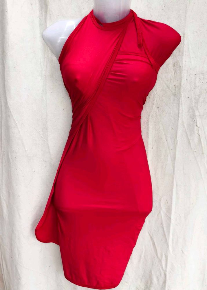 Striking Red Halter Neck Dress