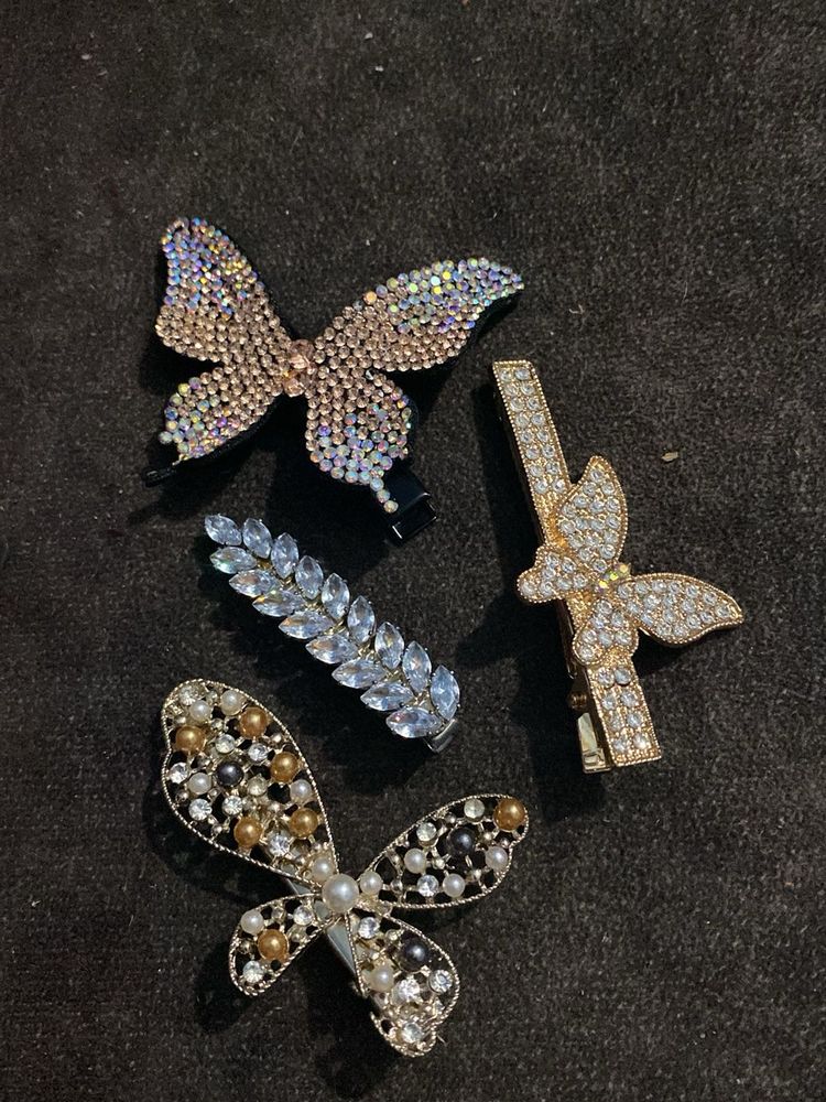 Sparkling Butterfly Hair Clips Set of 4