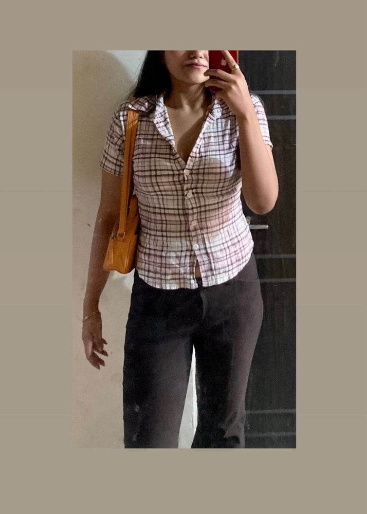 Cute Plaid Button-Up Shirt