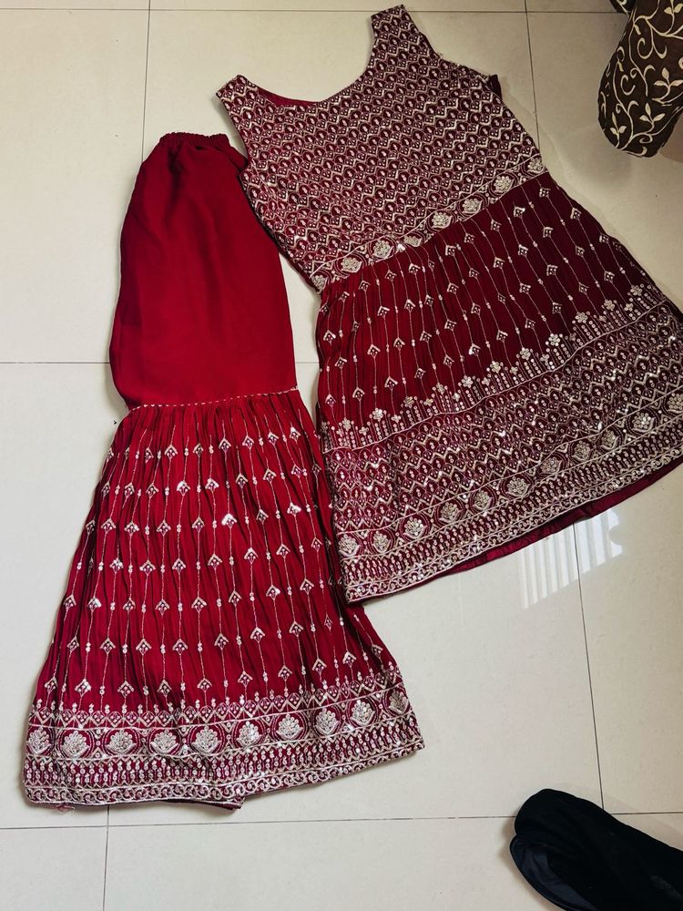Elegant Maroon Embroidered Kurta Set