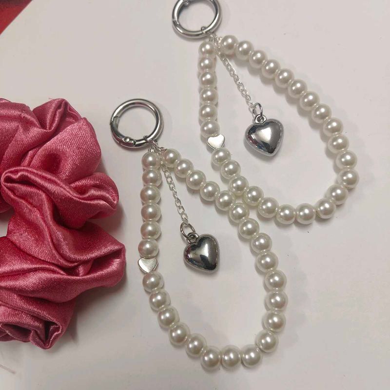 Pearl Heart Charm Keychain