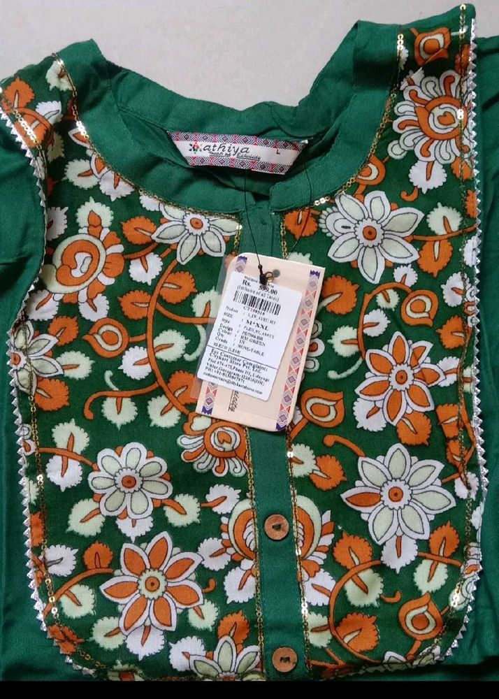 Green Floral Print Kurti
