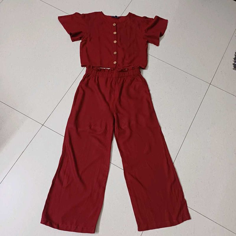 Chic Maroon Pure Cotton Co-ord Set for Kids