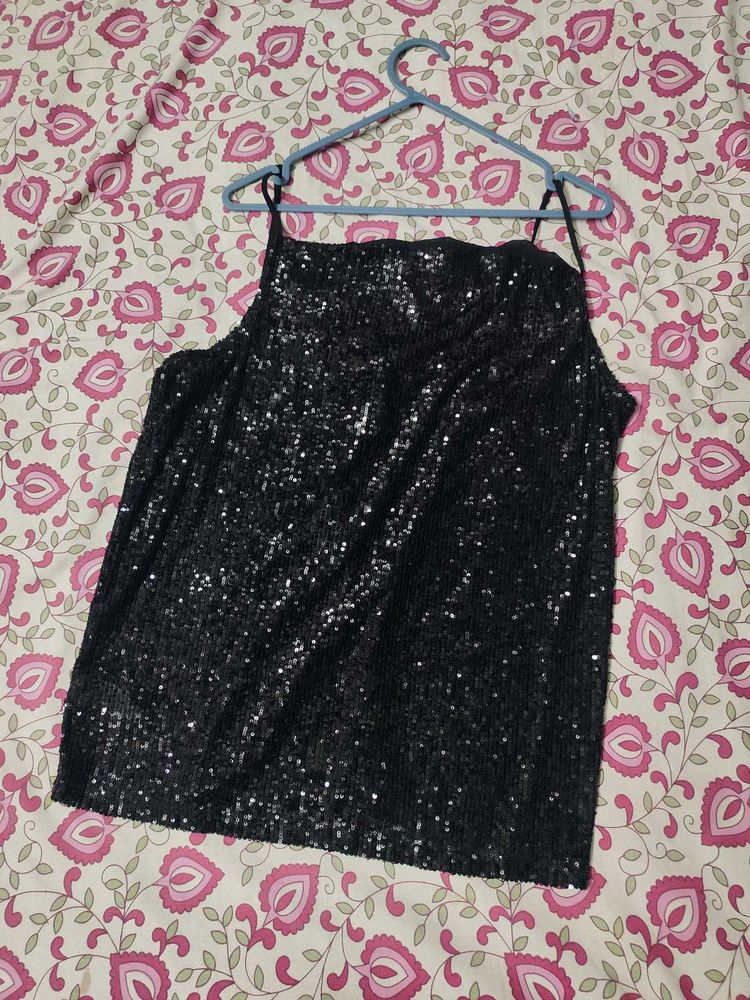 Ann Taylor Black Sequin Cami Top