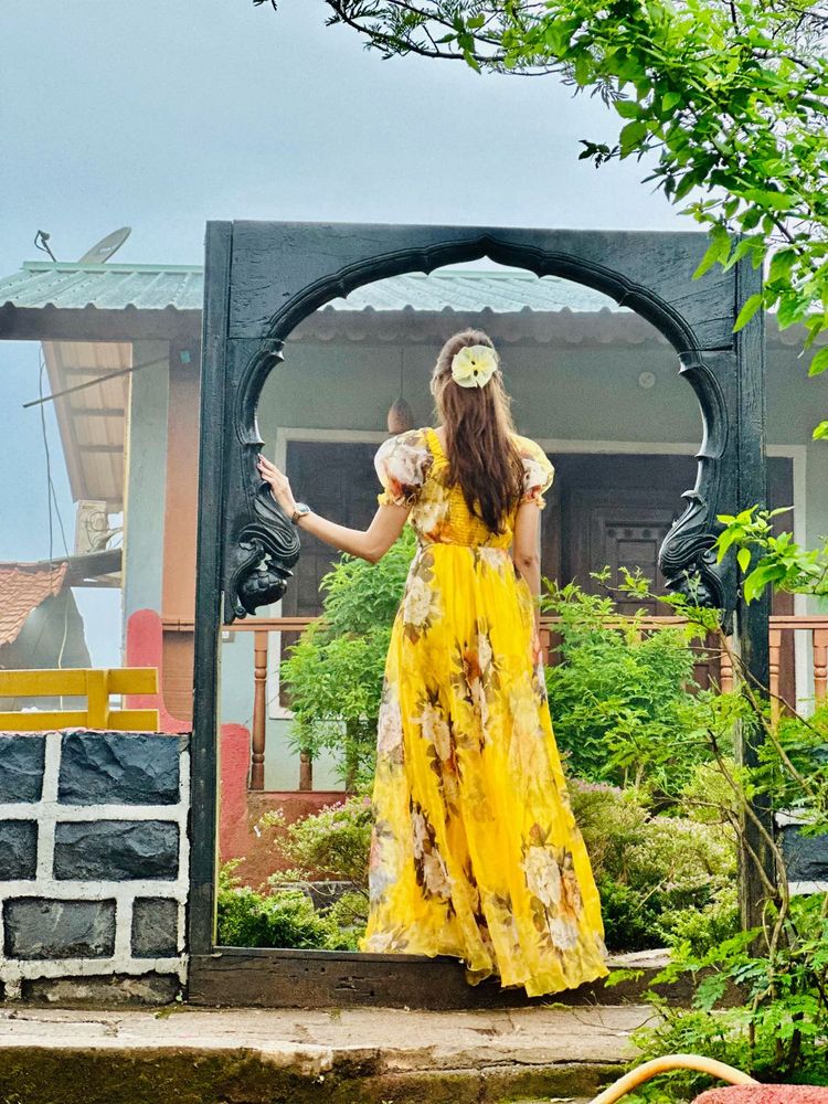 Vibrant Yellow Floral Maxi Dress