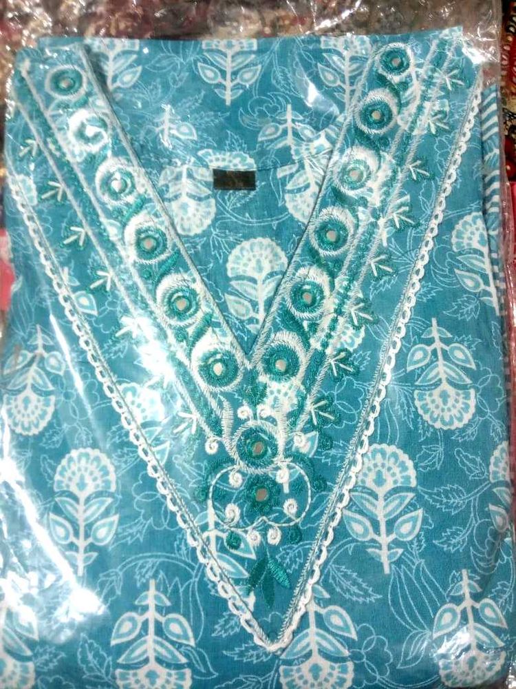 (Fresh Piece)Straight KurtaSet With Cotton Dupatta
