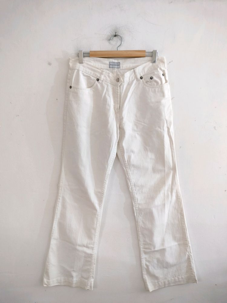 White Straight Casual Jeans (Women's)