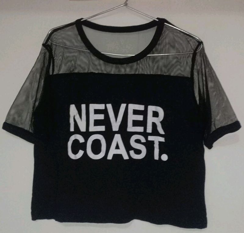 Black Never Coast Print Top