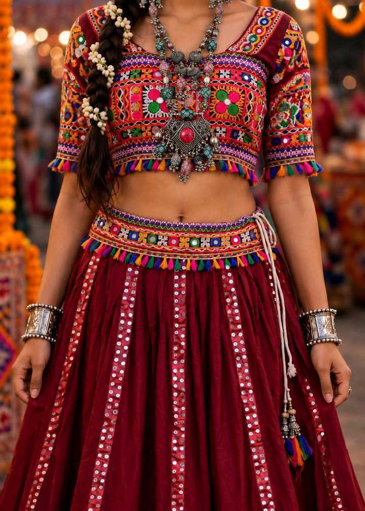 Embroidered Lehenga Choli Set with nacklesh