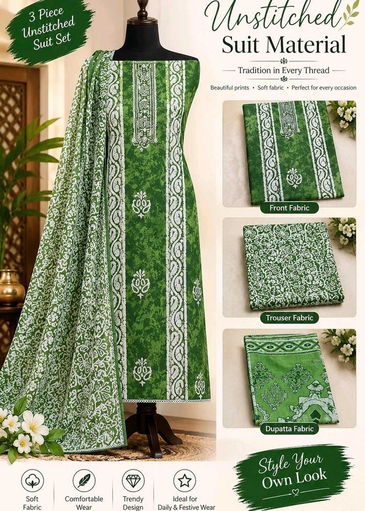 3 Piece Unstitched Suit Set