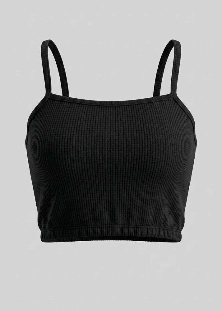 Black Spaghetti Strap Crop Top