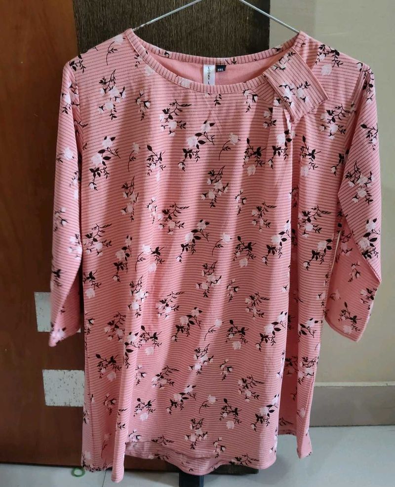 Pink Floral Print Top