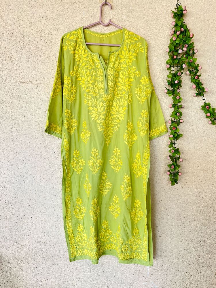 Lime Green Chikankari Kurta