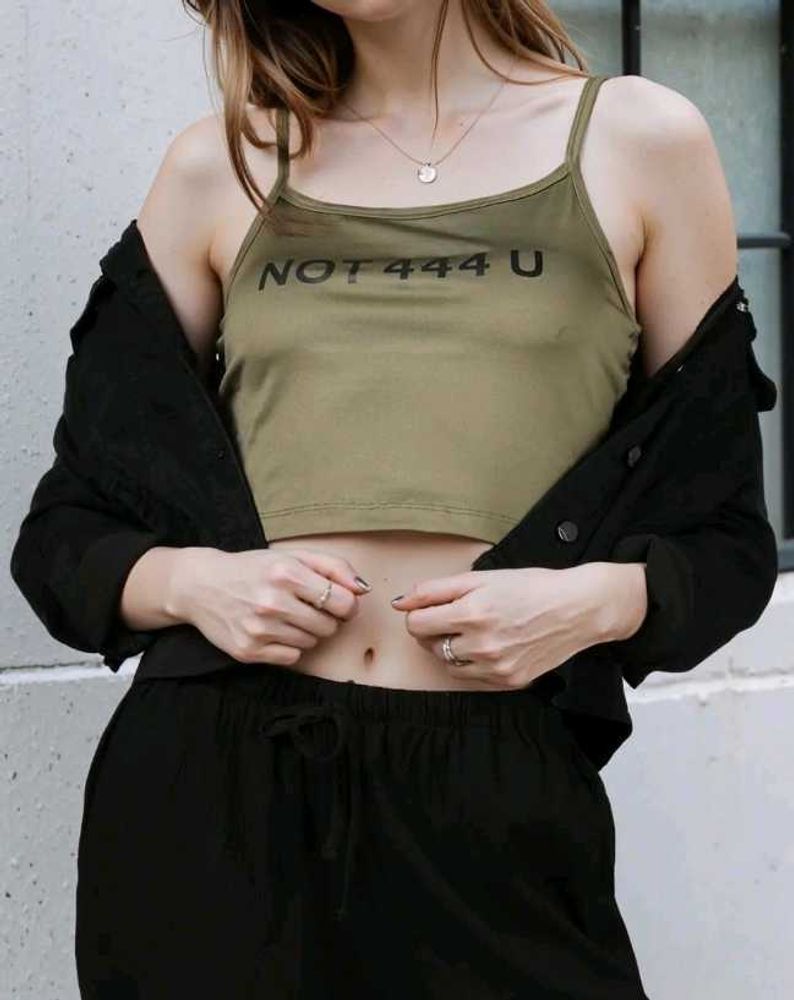 Shein Spaghetti Strap Typographic Print Crop Cami