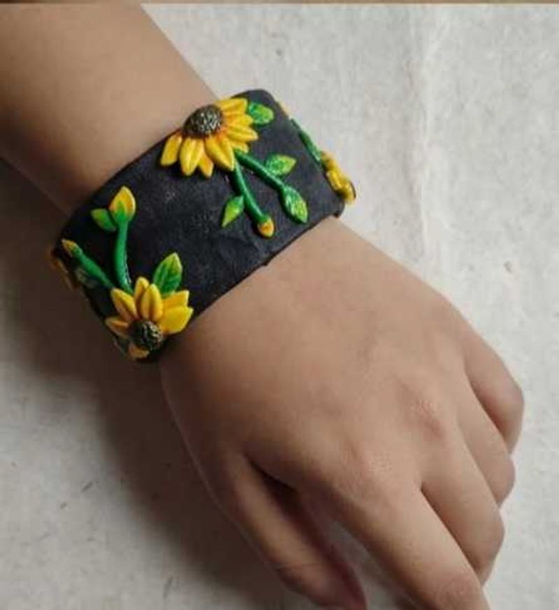 Unique Sunflower Cuff Bracelet