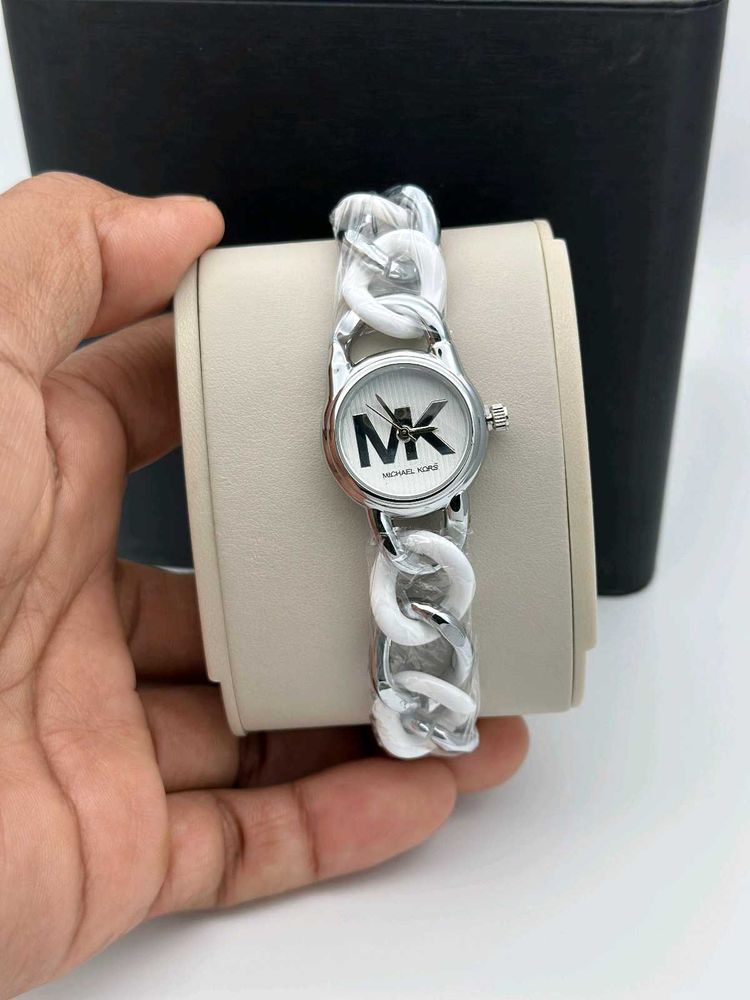 Michael Kors Watch - Silver &amp; White Chain