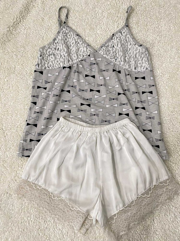 Cute Bow Print Pajama Set