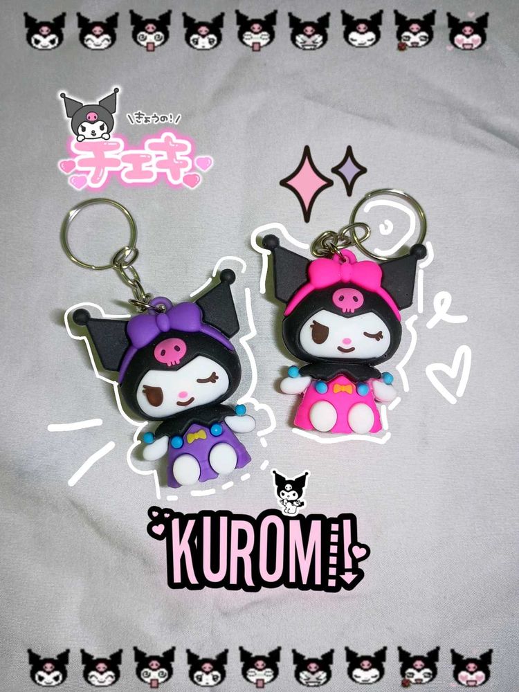 2 Sanrio Kuromi Keychain for bff Set purple &amp; pink