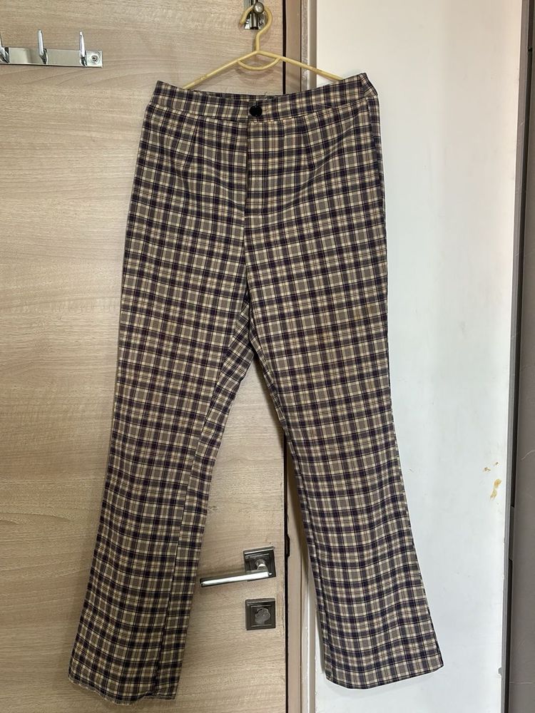 Trendy Plaid Flare Pants