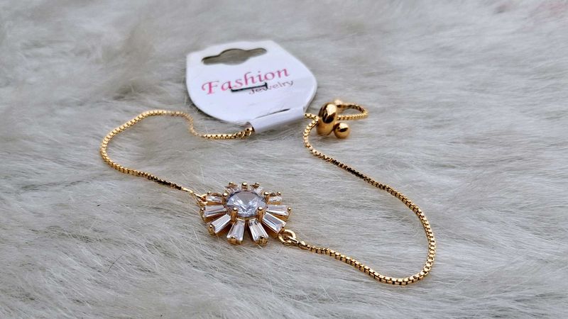 Rose Gold American Diamond Bracelet Free Size