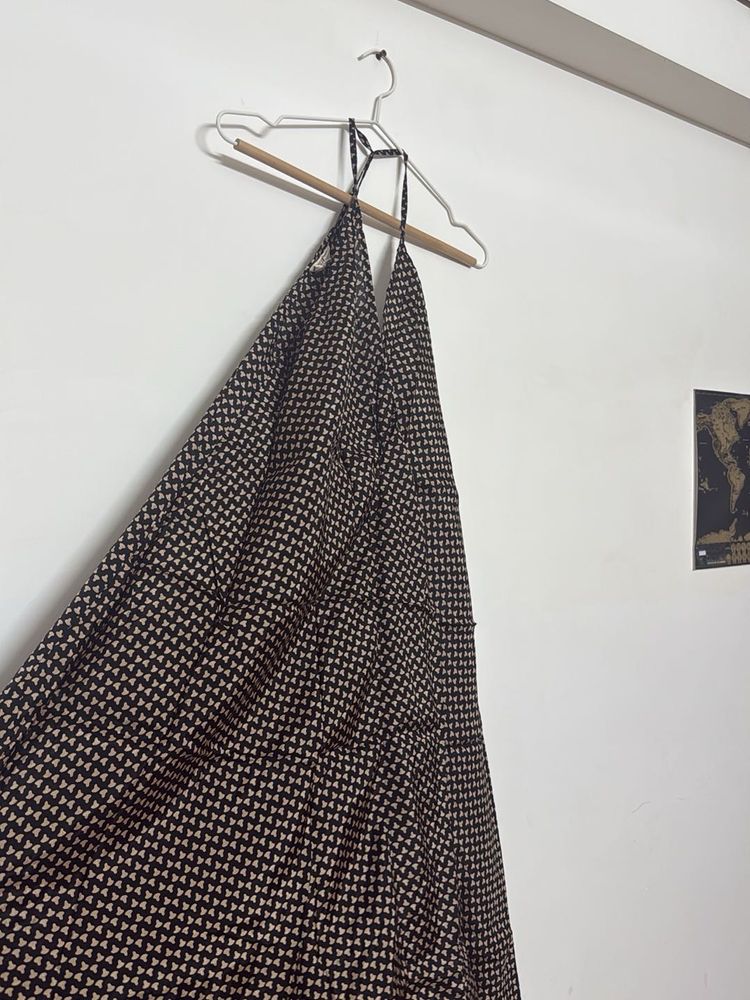 Stylish Patterned Viscose Deep Neck Sundress
