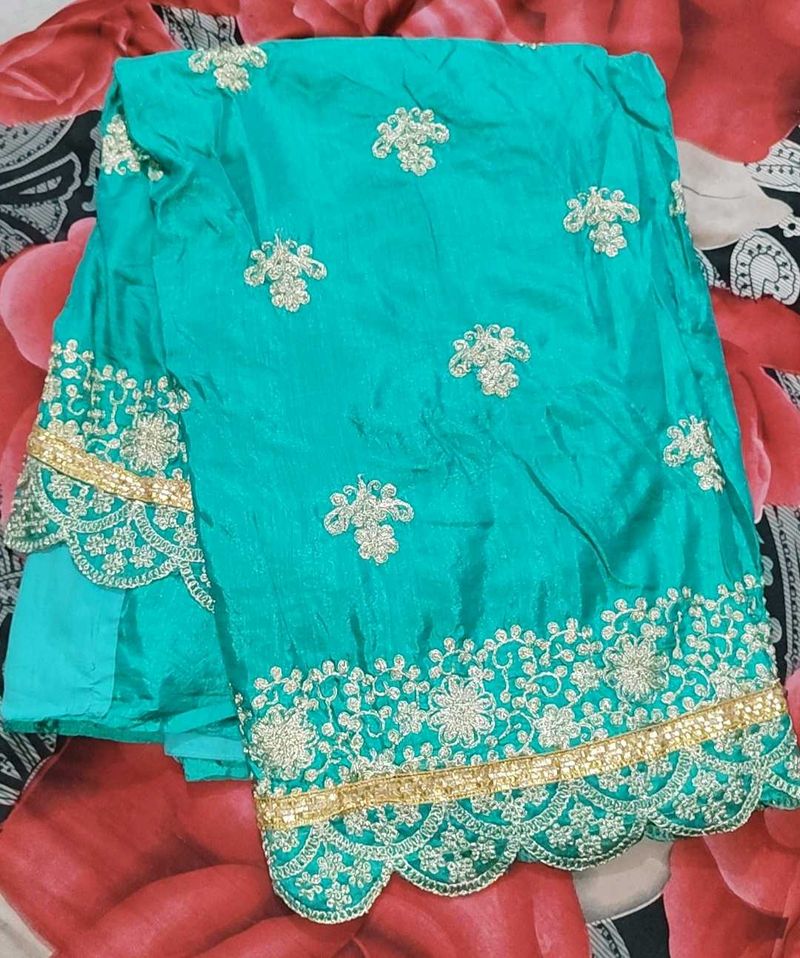 Beautiful Teal Embroidered saree