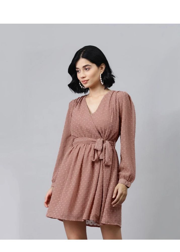 Chic Rosewood Textured Wrap Dress