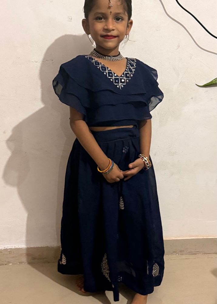 4 set of Elegant Navy Blue Ethnic Skirt and Top Se