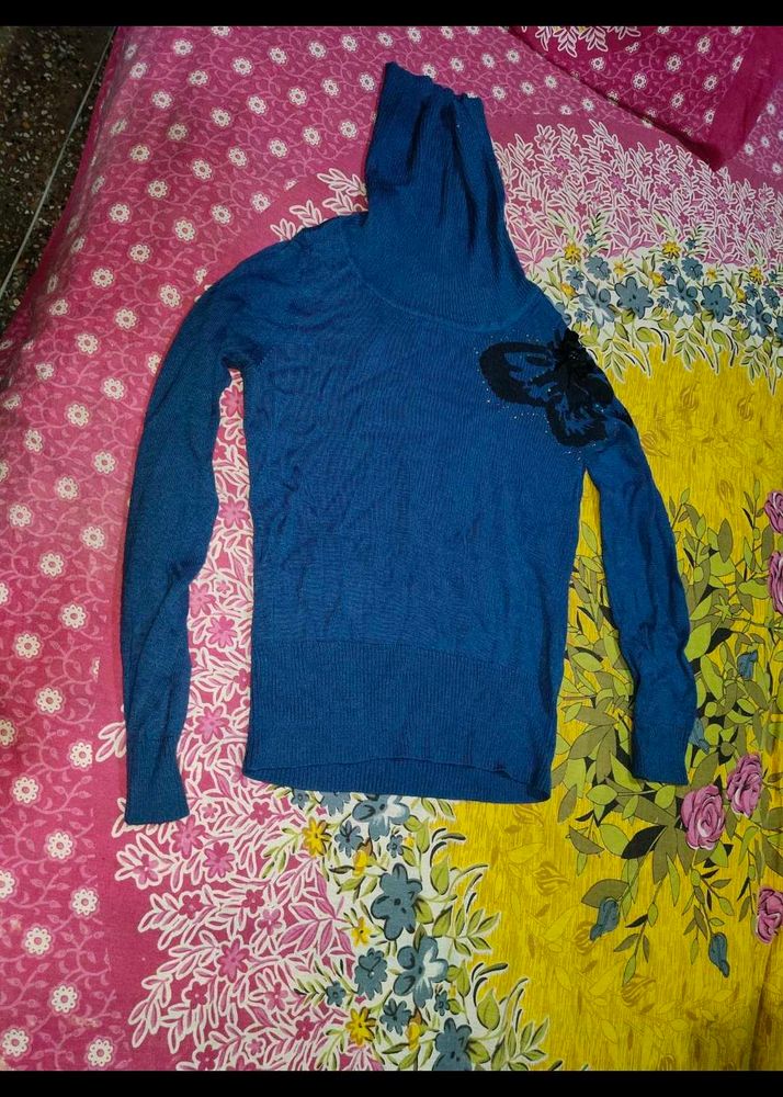 Blue Turtleneck Sweater