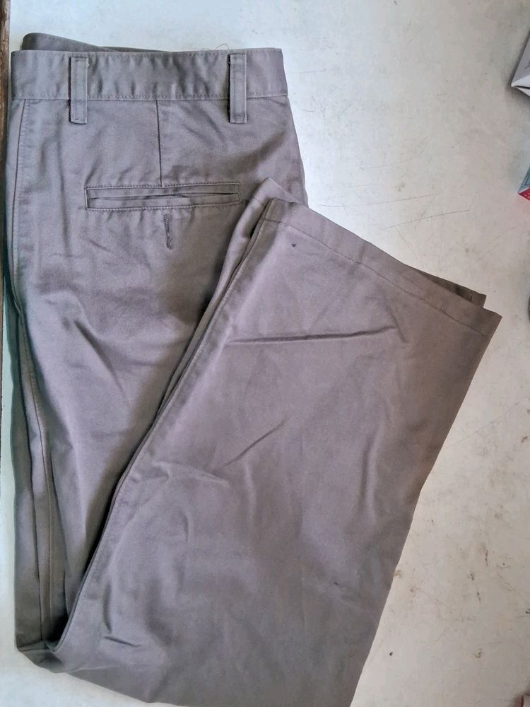 Grey Cotton Trousers For Men 34"