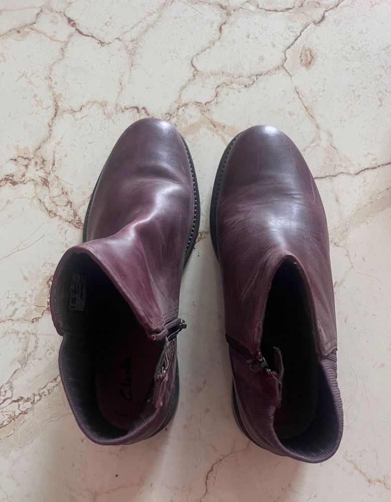 Clarks Burgundy Ankle Boots