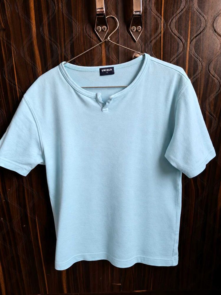 Uniqlo Light Blue Henley T-Shirt