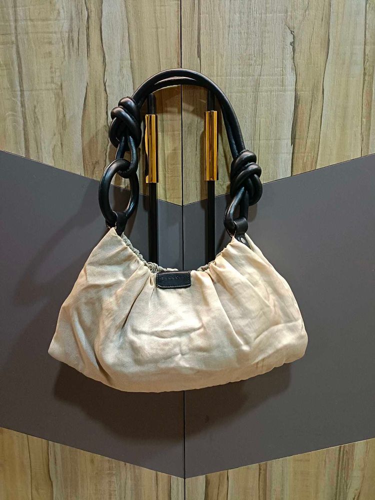 Chic Cream Ruched Handbag