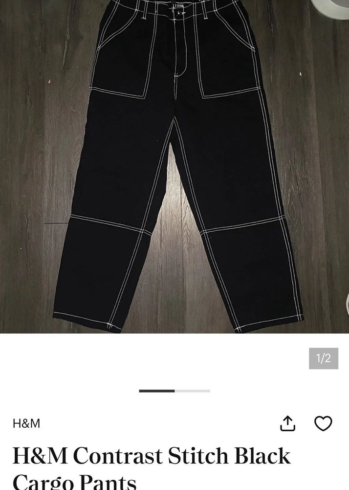 OG HNM Black Wide Leg Jeans with Contrast Stitchin