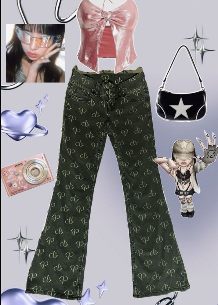 y2k blackpink flare Jeans🖤💗