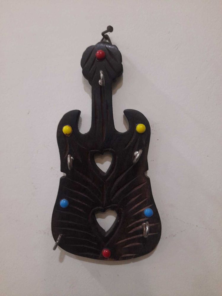 Guitar Shaped Wooden Key Holder