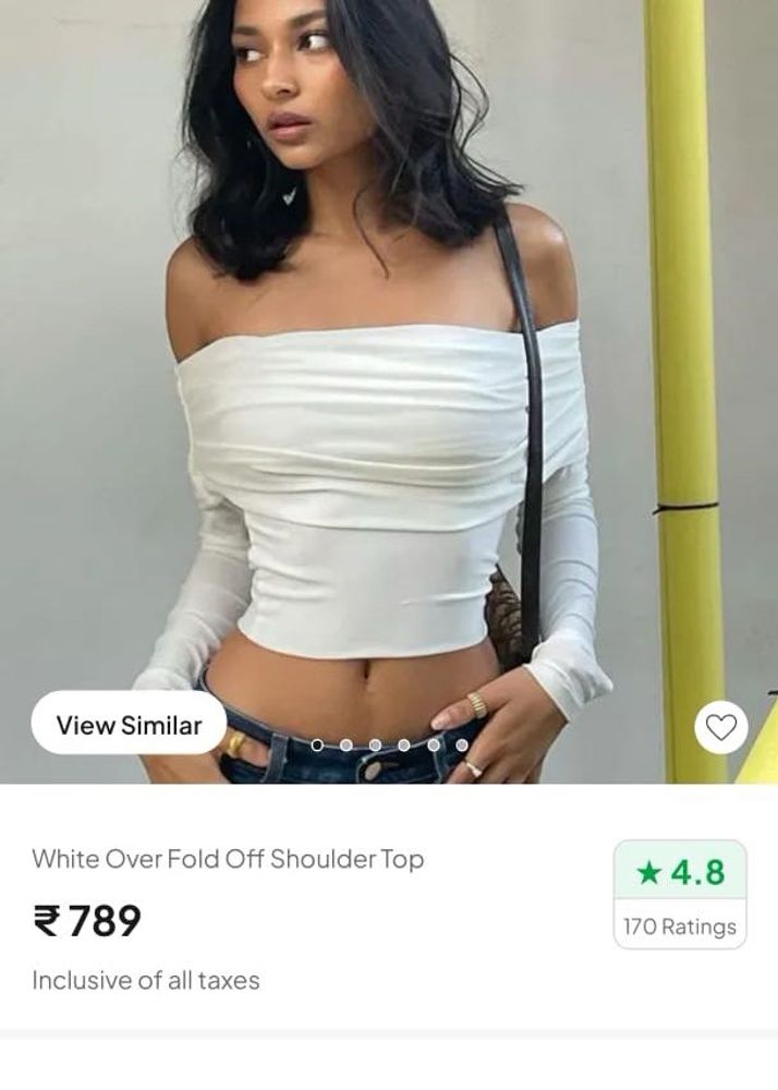white over fold off sholder top