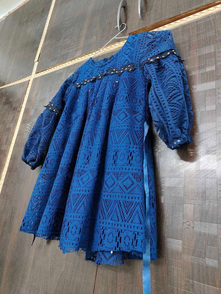 Elegant Blue Lace Gown