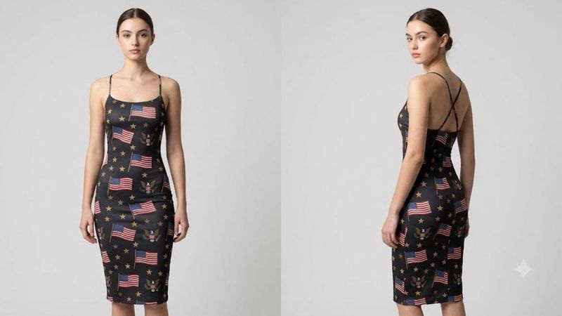 American Flag Print Slip Dress 👗