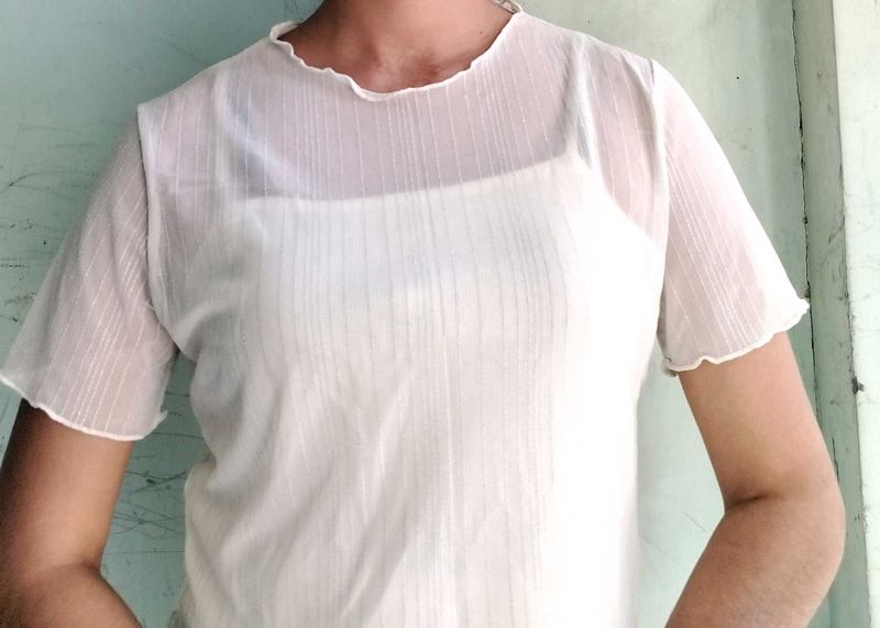 Sheer White Textured Top