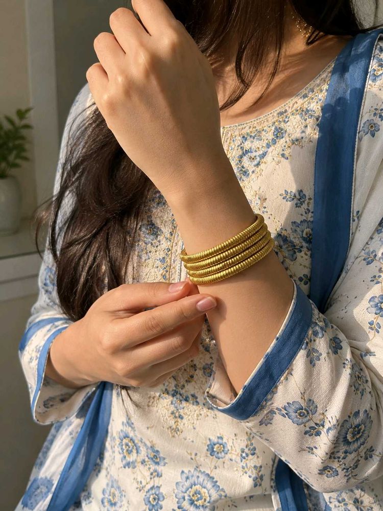 Gold Tone Traditional Bangles Set for Women