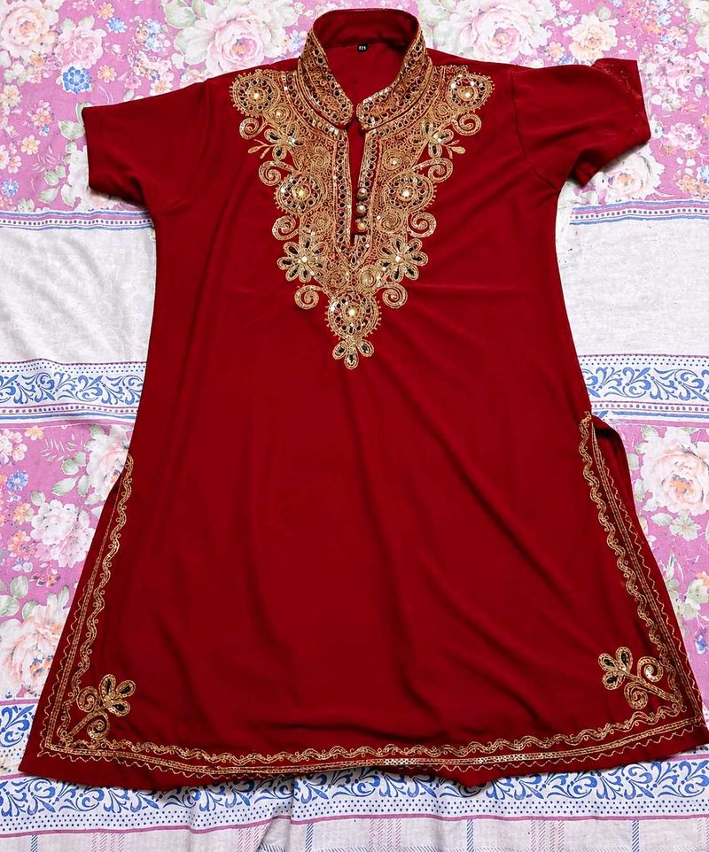 Red &amp; Gold Embellished Dress