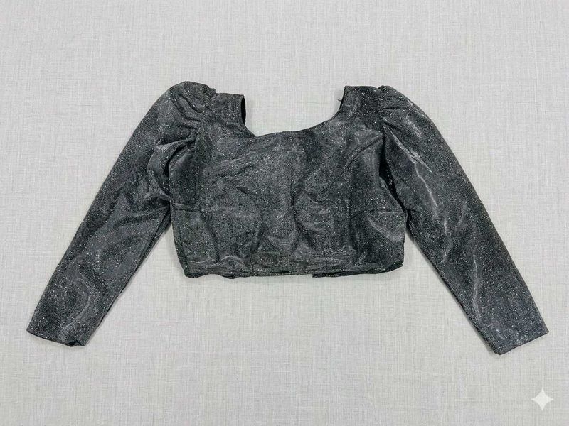 Sparkling Blouse with Puff Sleeves