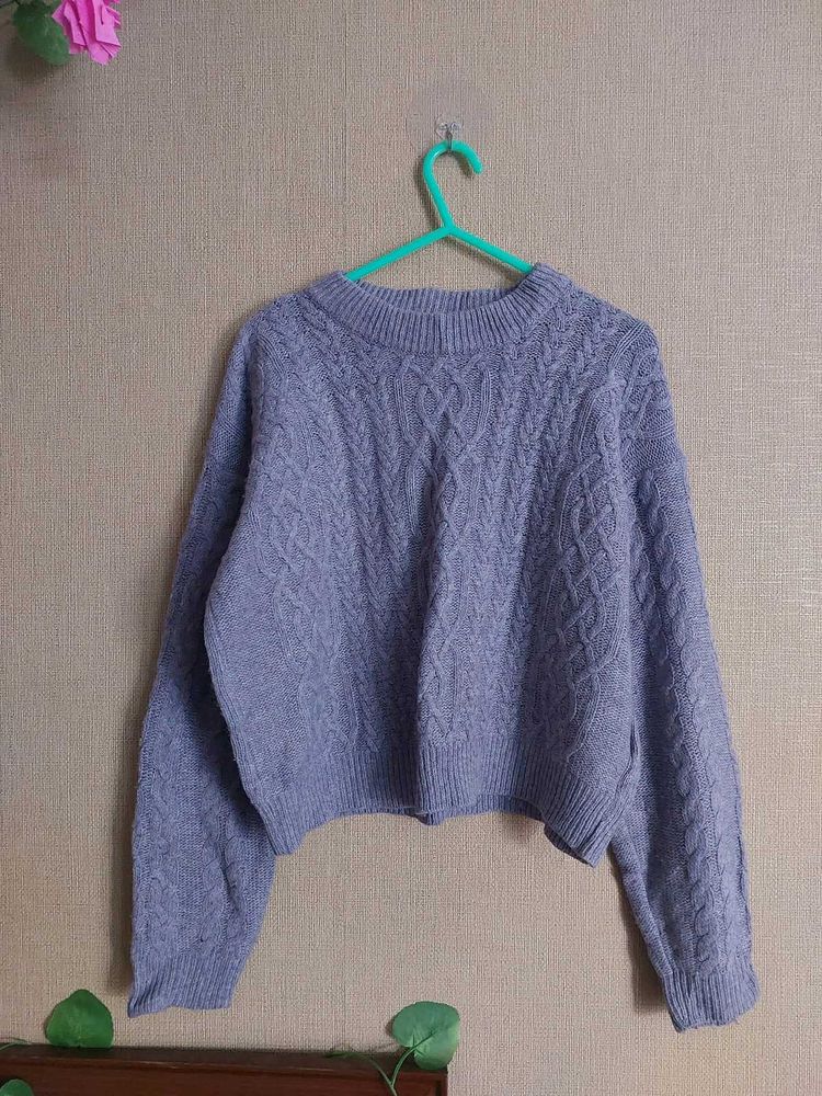 Cozy Lavender Cropped Sweater