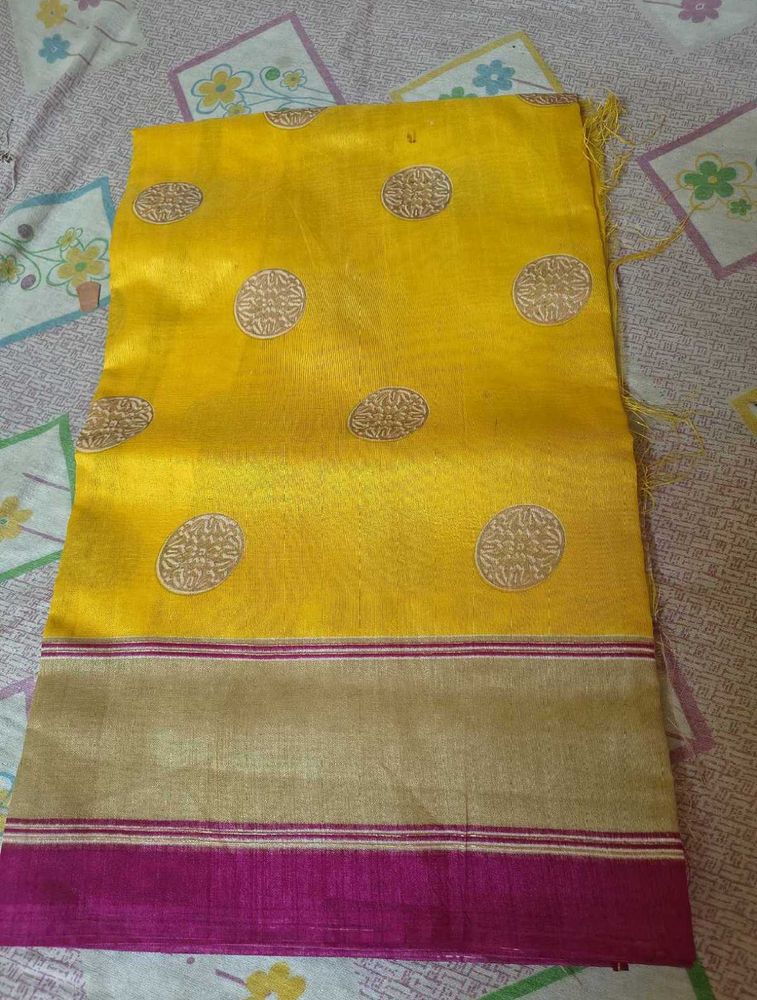 Vibrant Yellow Silk Saree