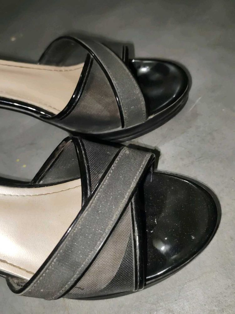 Black Mesh Heels