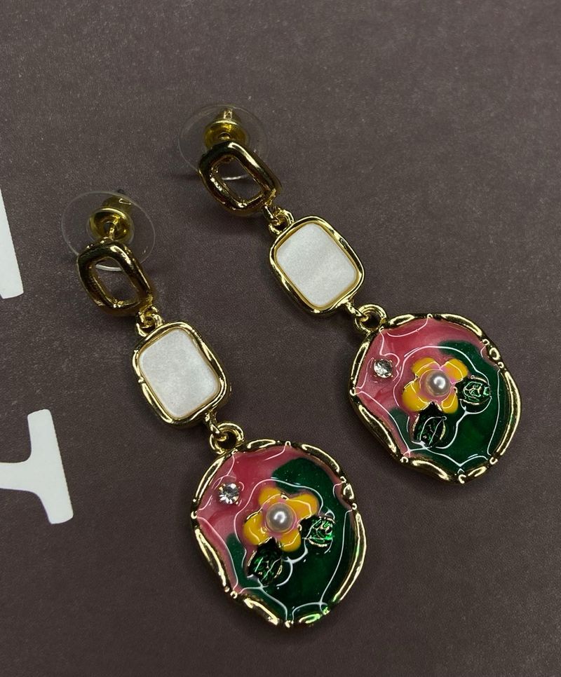 ENAMEL Floral Dangle Earrings
