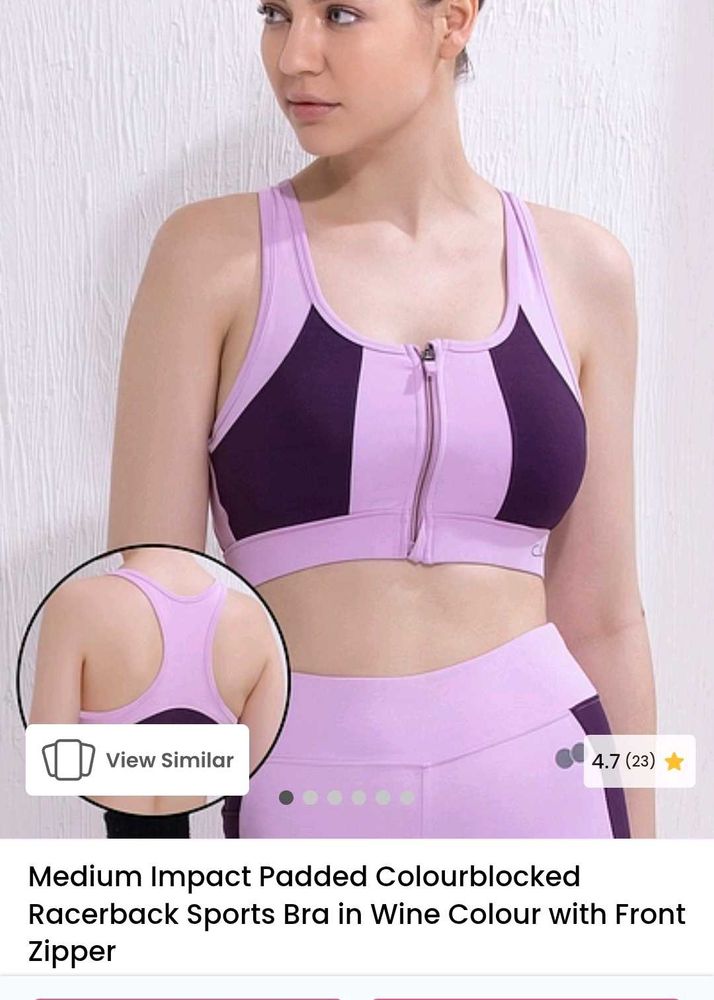 Stylish Colorblock Sports Bra with Front Zipper