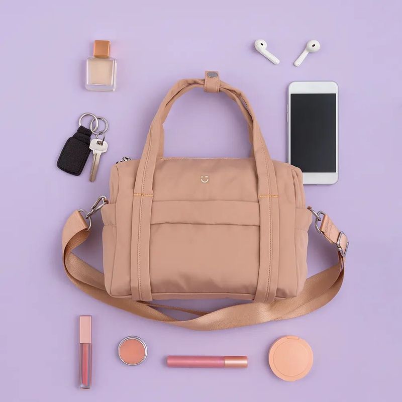 Chic Beige Nylon Tote Bag