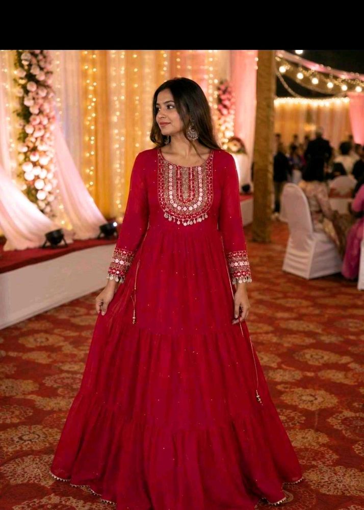 Stunning Red Anarkali Gown